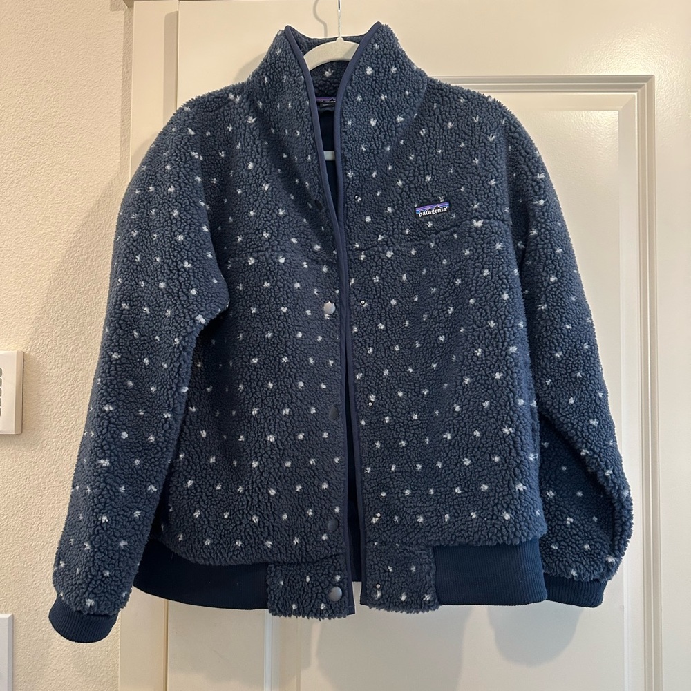 Blue Patagonia fleece jacket